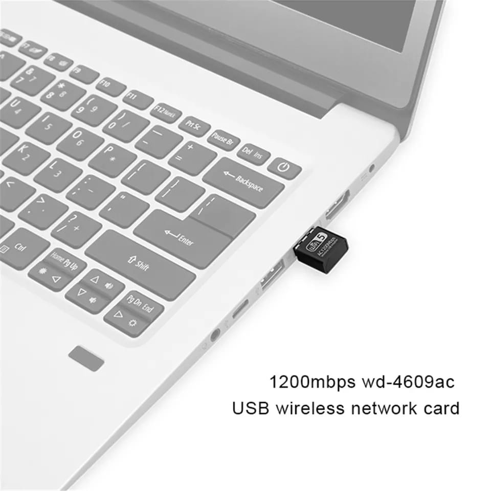 USB WiFi Adapter 1200Mbps Dual Band Transmitter Receiver Dongle Di PC Laptop Komputer