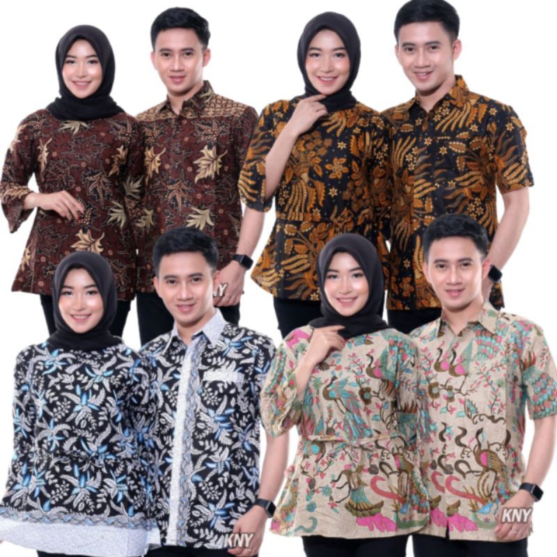 Couple Batik Atasan Pria Wanita M.L.XL.XXL bahan Katun hitam merah abu sogan coklat