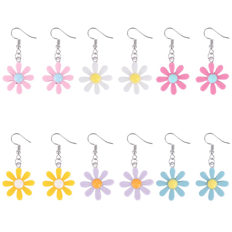 Anting Menjuntai Desain Bunga Matahari Daisy Bahan Akrilik Resin Gaya Korea Untuk Wanita