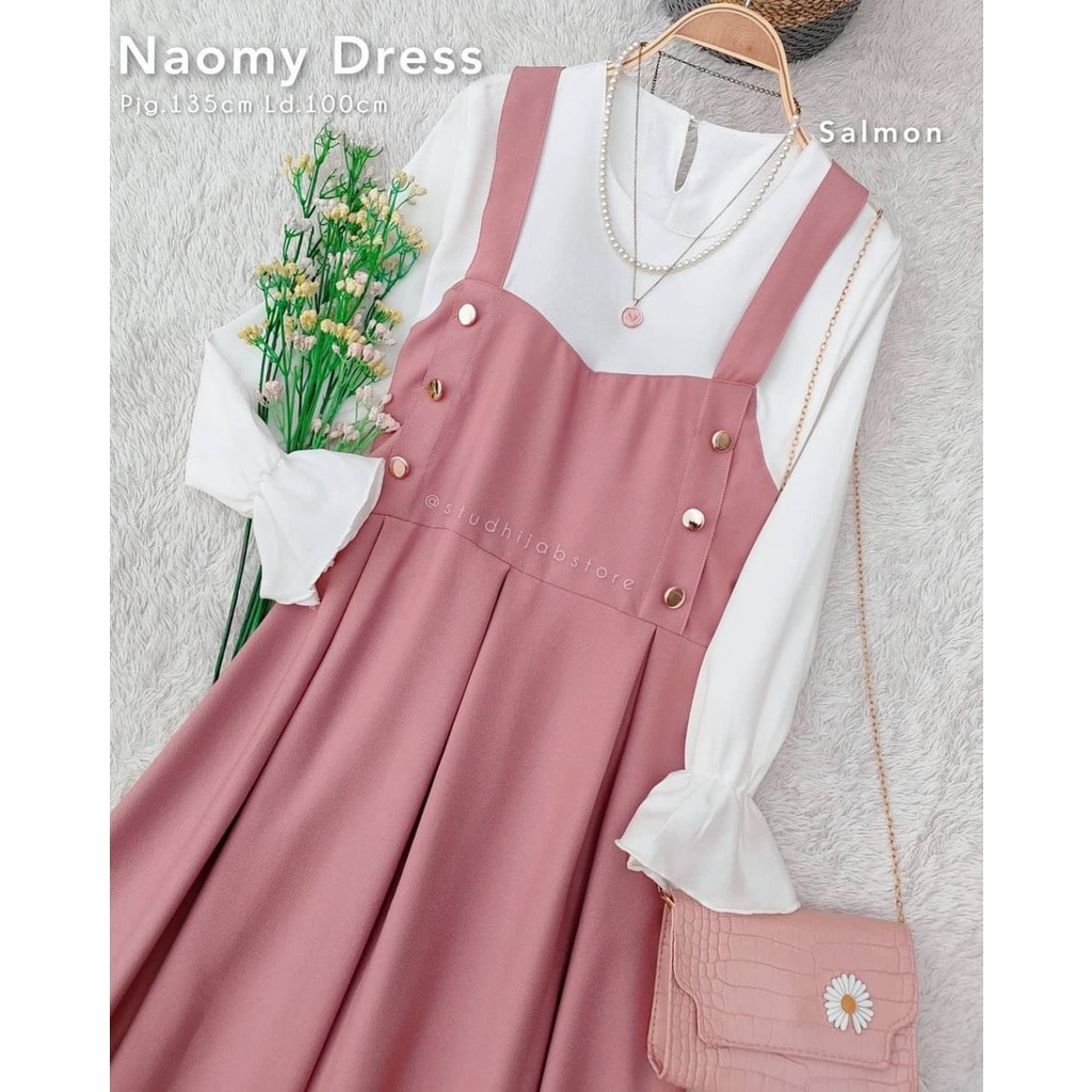 Baju Gamis Syari Set Syar I asdf Muslim Pesta Fashion Wanita Remaja Murah Terbaru Dress Polos 2021-NAOMY - SALMON
