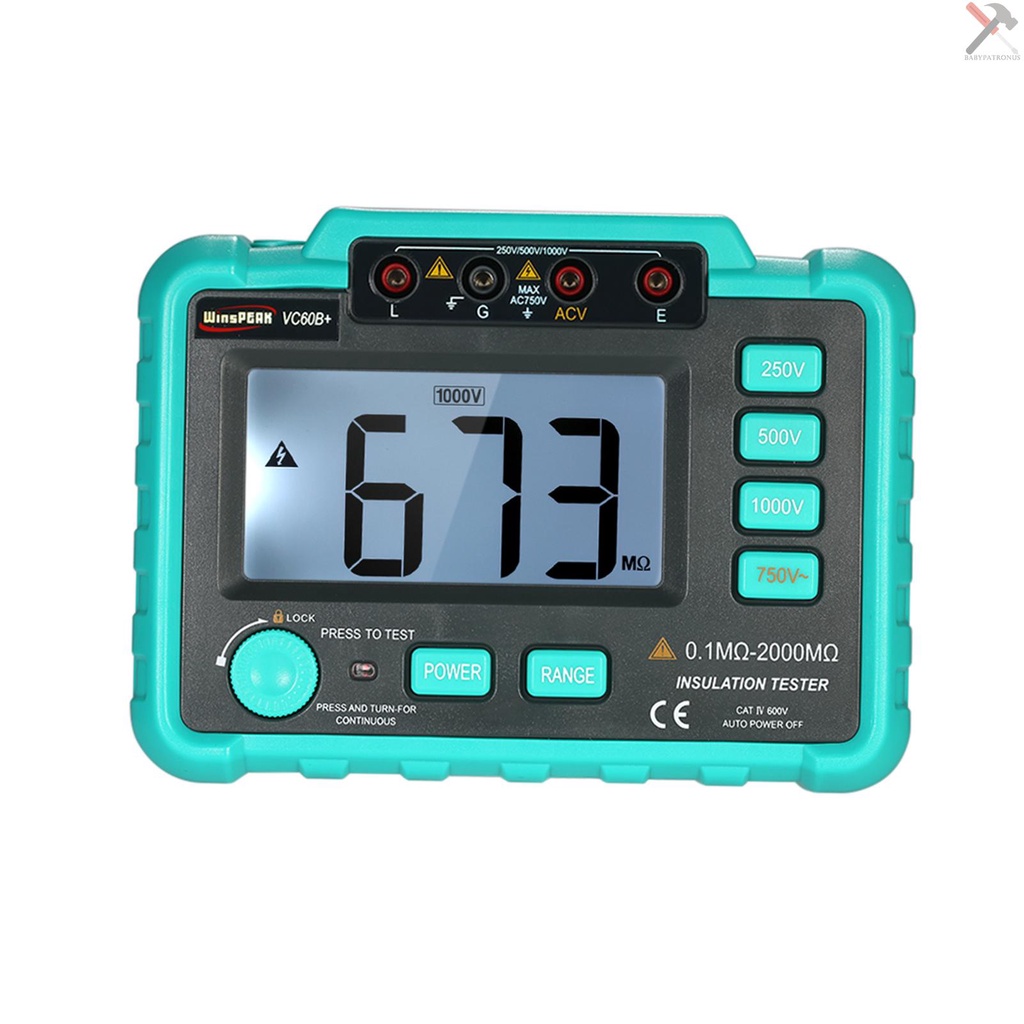 Winspeak Vc60B + Megohm Meter Megohmmeter Digital Dengan Layar Lcd Dc250V / 500v / 1000v Ac750V