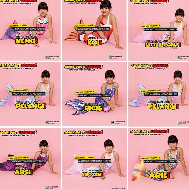 Kostum mermaid nemo kostum putri duyung anak baju renang anak TEPOPULE