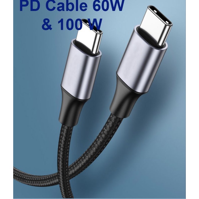 Kabel PD Power Delivery Tyoe C to Type C 60 Watt &amp; 100 Watt Fast Charging