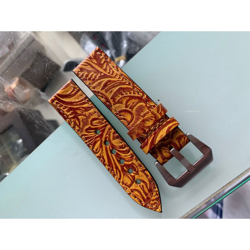 Strap Tali Jam Tangan Kulit Sapi Asli model Corak keren size 22 dan 24