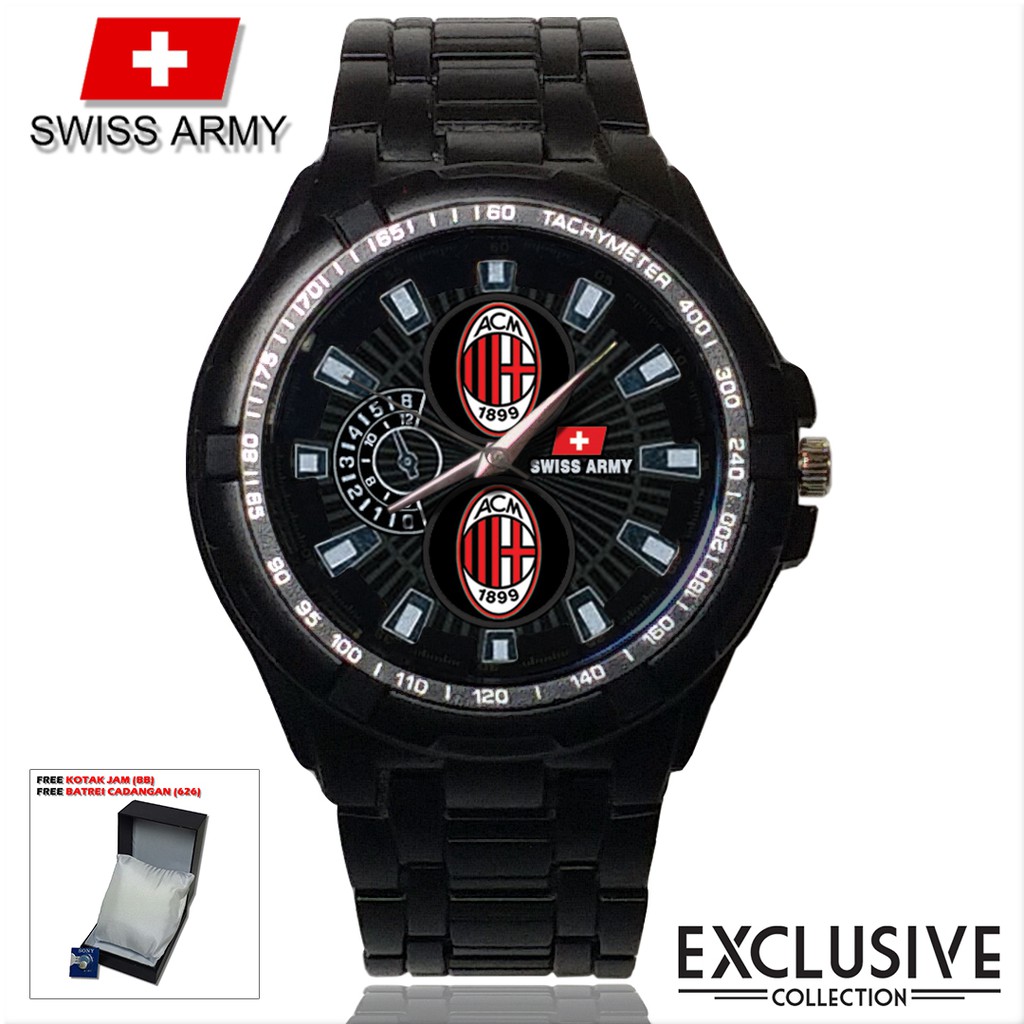 (Istimewa Bossque) Jam MILAN Rantai Sport (Black Doff)