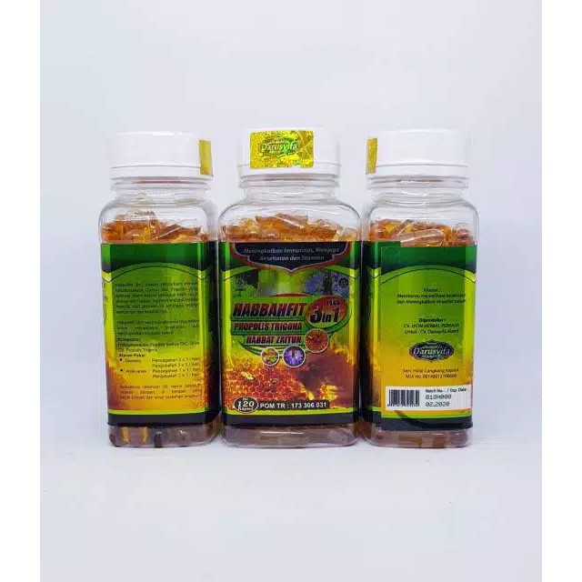 Kapsul Minyak Habbahfit 3 in 1 Plus Propolis Habbat Zaitun isi 100 kps Darusyifa