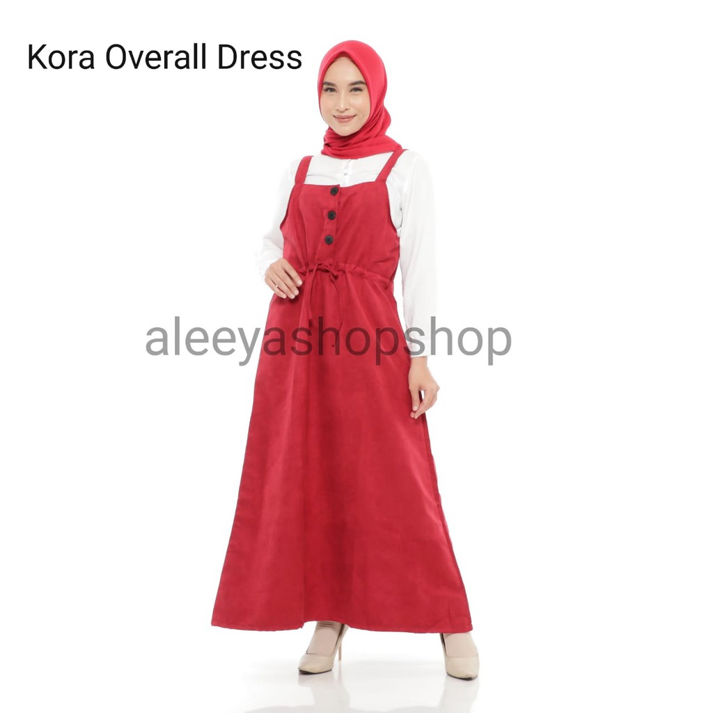 Kora Overall Bahan Suede WARNA MAROON