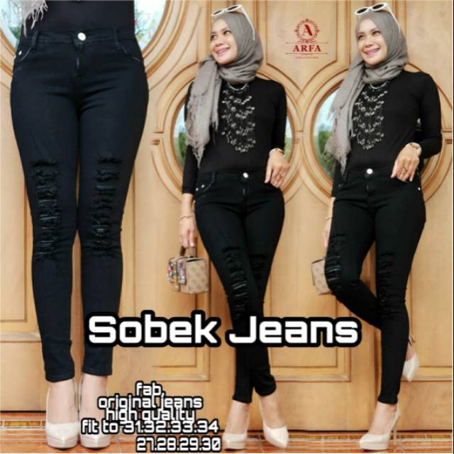 Celana cewek jeans / jeans sobek cewek/ celana jeans