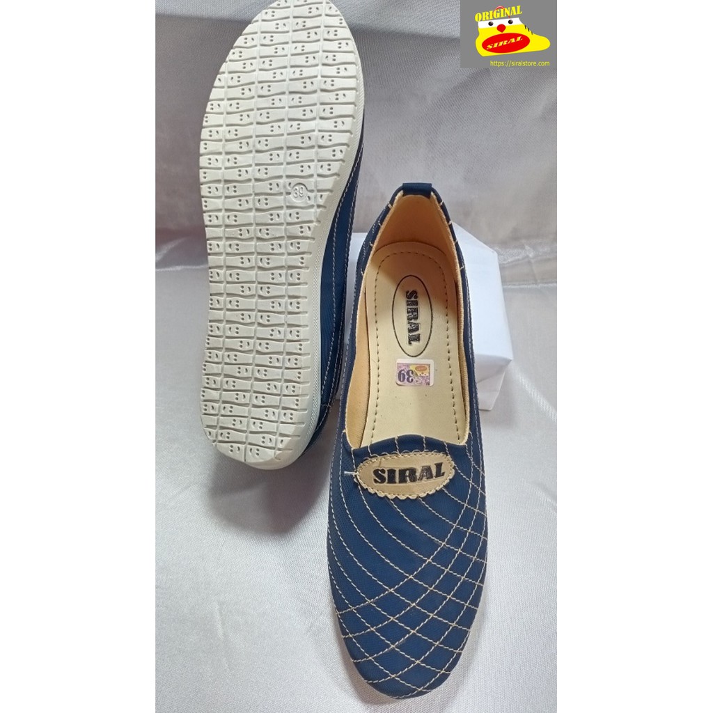 Sepatu Slip On Wanita Motif Jahit Merek Siral Warna Navy S11R02B1 / Sepatu Wanita / Sepatu Slip