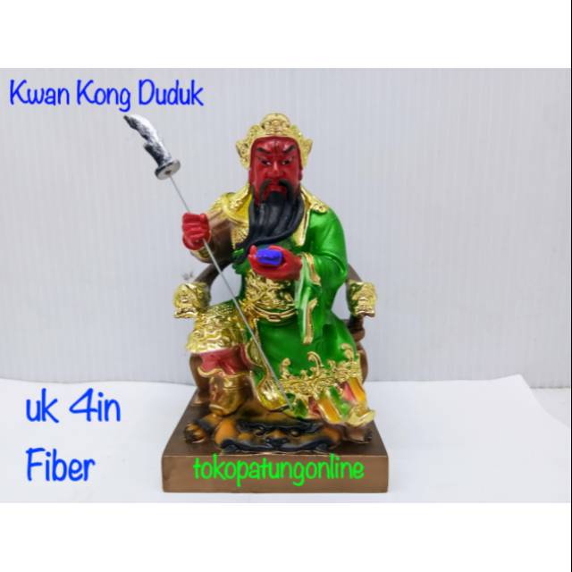 Patung Kwan Kong Duduk 4in Fiber New