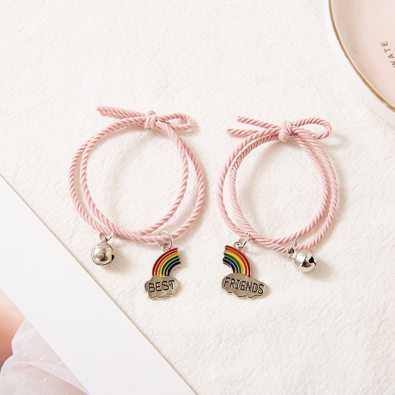 Rainbow bell girlfriends Bracelet a pair of female students Korean version simple rainbow clouds splicing friendship headband Bracelet female