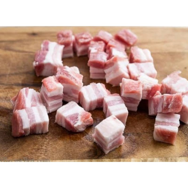 daging babi samcan potong dadu pork belly cube 500gr