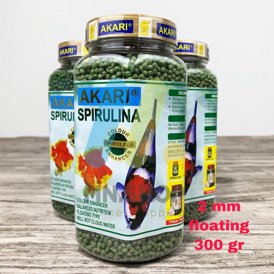 Pakan ikan Koi dan Koki bervitamin akari spirulina 300 grm