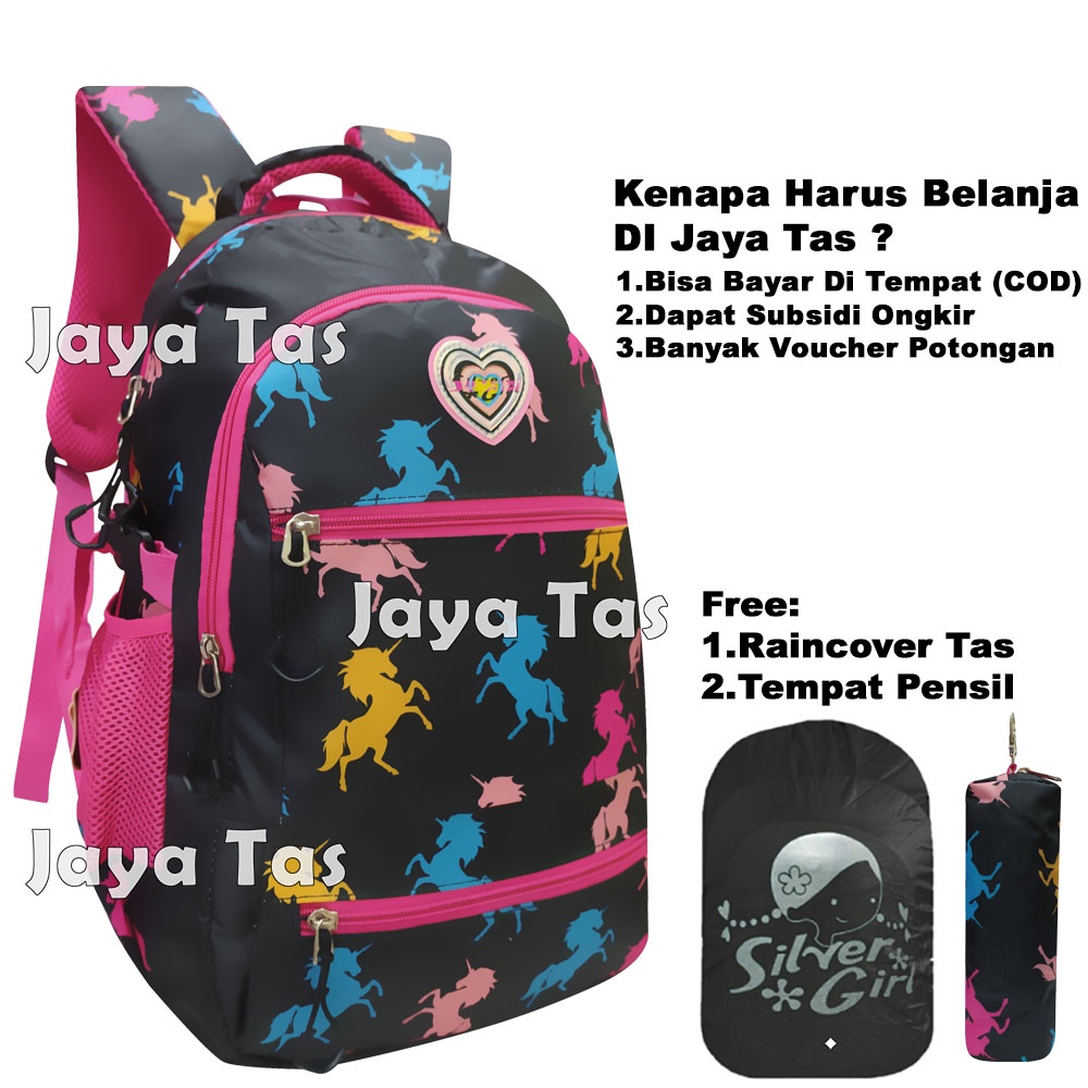 Tas Alto Silver Girl Original Unicorn JT-1547 Tas Ransel Anak Perempuan Tas Ransel Sekolah Tas Sekol