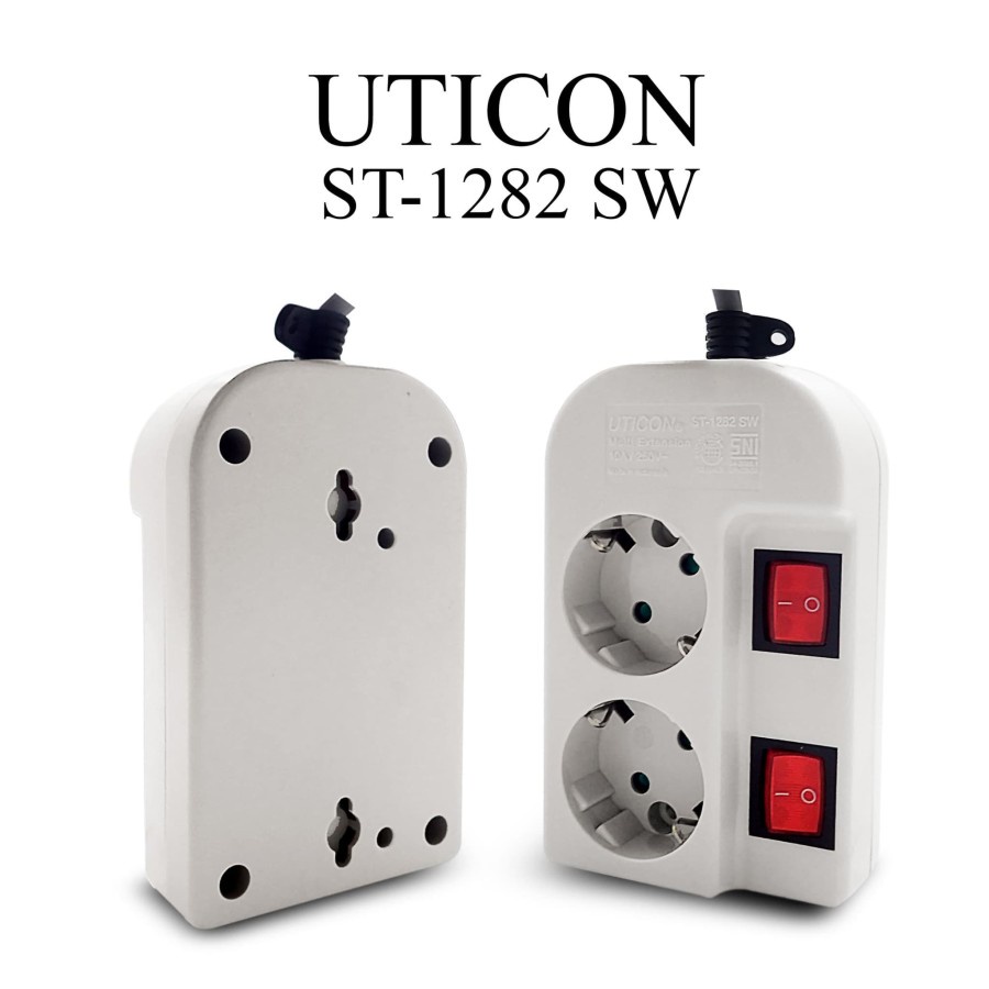 STOP KONTAK UTICON 2 LUBANG SAKLAR TERSENDIRI KABEL UTICON ST-1282 SW COLOKAN LISTRIK 2 LUBANG DENGAN KABEL DAN SAKLAR