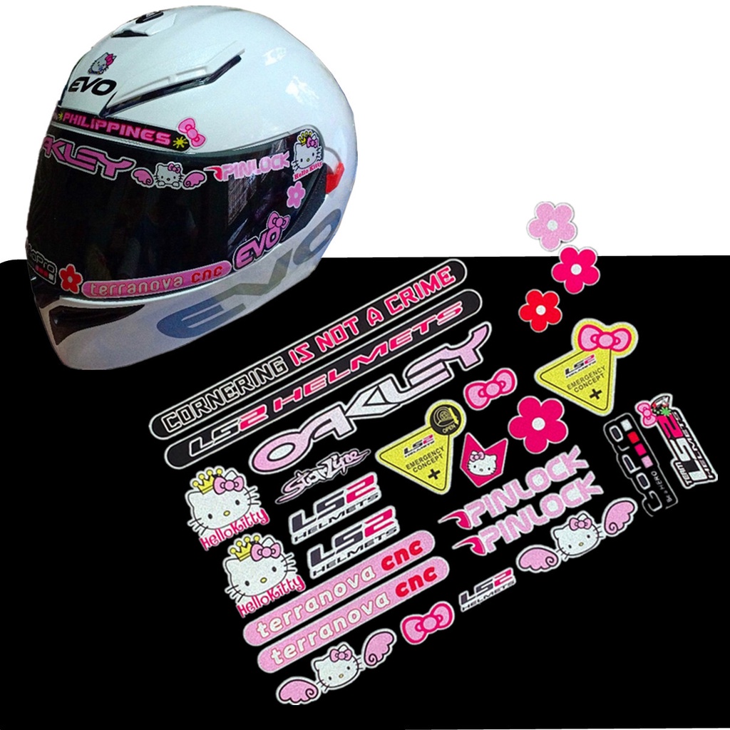 Evo Stiker Reflektif Hologram Motif Hello kitty Untuk Helm Motor Hellokitty