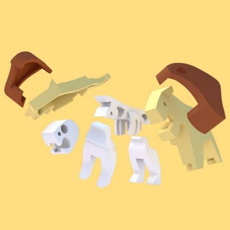 ORI original halftoys half toys mainan magnet puzzle 3D zoo hewan binatang animals animal hadiah elephant trex t-rex lion humpback whale ankylo diplo tricera para dino dinosaur stego saw shark sperm white hippo