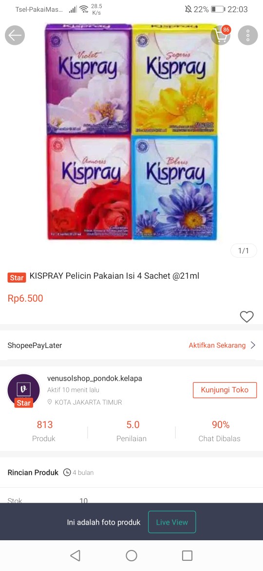 Kispray Pelicin Pakaian Isi 4 Sachet @21ml