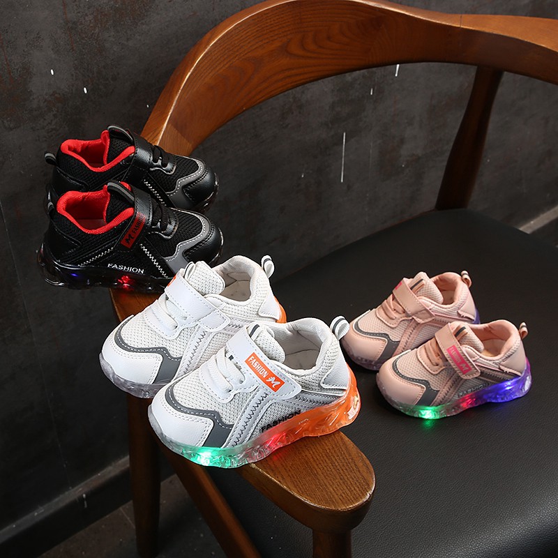 SEPATU SNEAKERS ANAK LAKI-LAKI dan PEREMPUAN Nyala lampu led SIZE 21-30 USIA 1 2 3 4 5 6 tahun VO 04