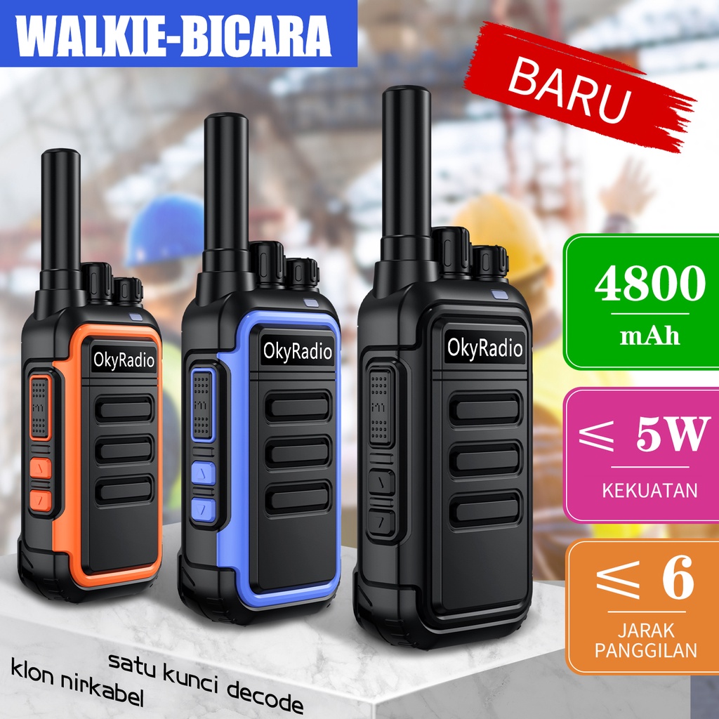 【2 Pcs HT】OkyRadio-F1 HT UHF Hitam Gransi Handie Talkie OkyRadio F1