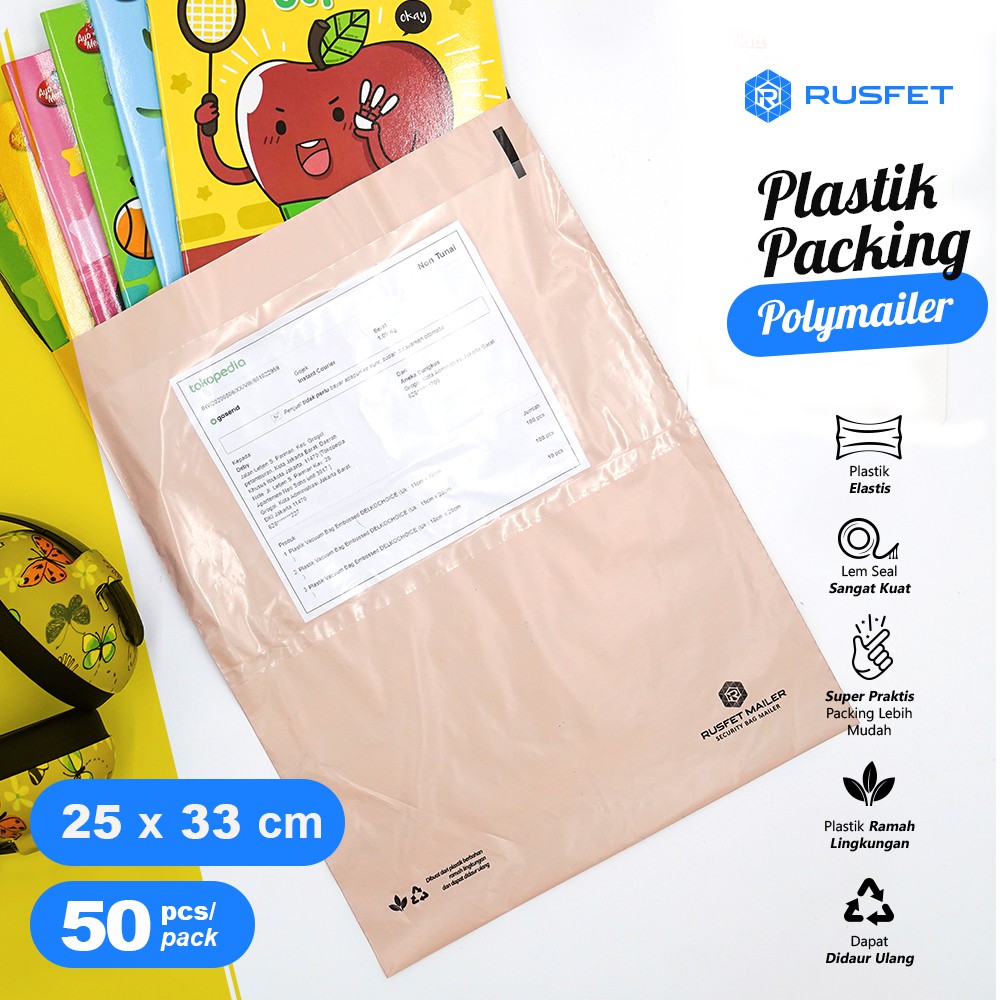 Jual Amplop Plastik Dengan Perekat Polymailer Packing Online Shop Ukuran 25x33 Isi 50polymailer 4408