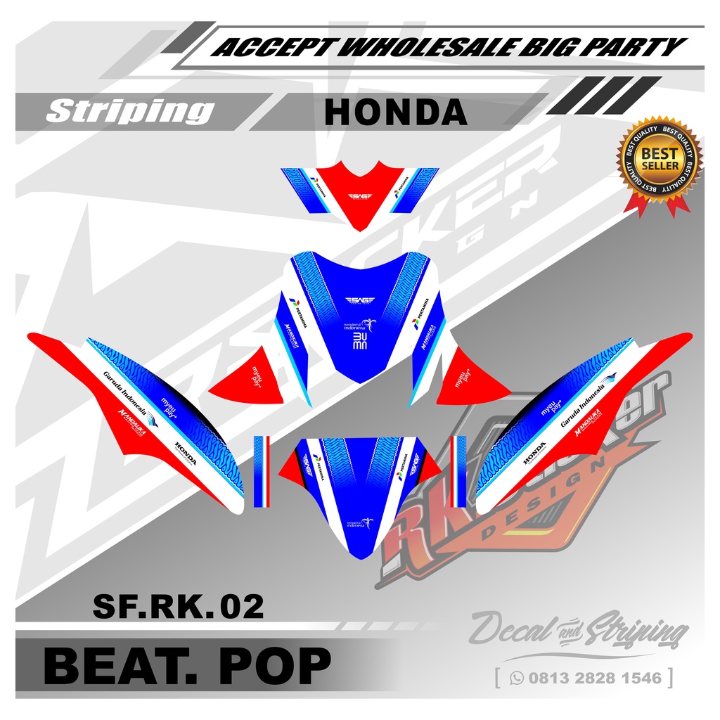 Sticker Decal Beat Pop - Sticker Decal Full Body Motor Beat Pop Motif Mandalika. SF.RK.02