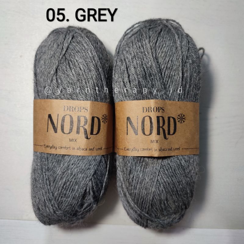 (GREY - 05) DROPS NORD Benang rajut wool Kaos kaki / sock import - yarntherapy.id