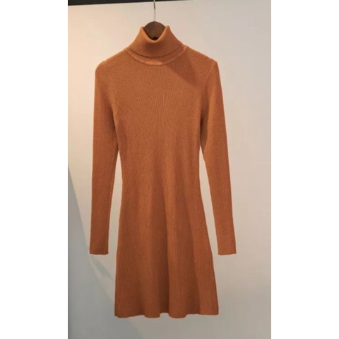 Dress Sweater Wanita Gaun Solid