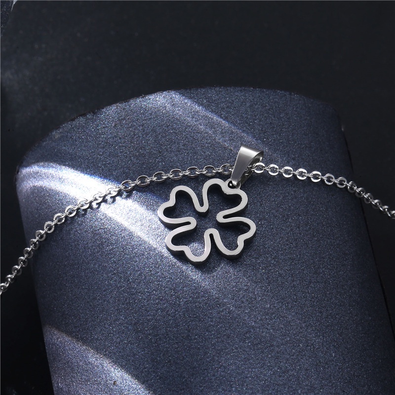 In hip hop clover kalung stainless steel disco mahasiswa hiphop clover kalung perhiasan pacar hadiah