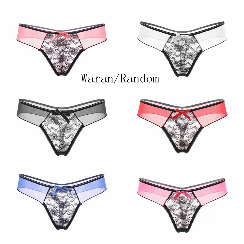 G String Wanita Lace celana dalam bordir Celana thong ( Model dan Warna Random) C0001