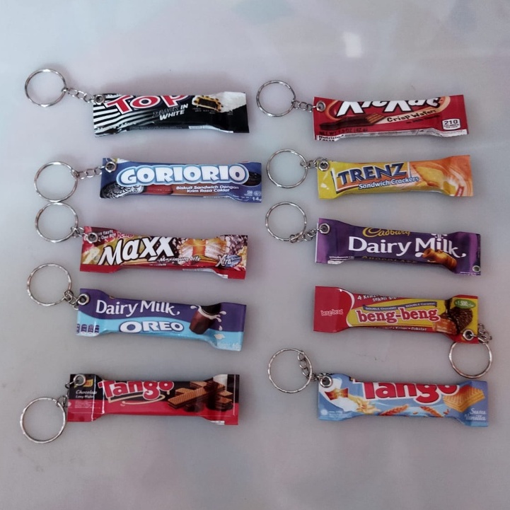 Ganci Gantungan kunci souvenir miniatur snack makanan minuman murah