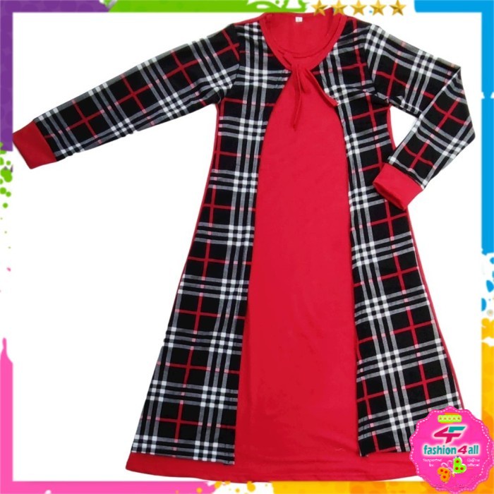 GAMIS ABG / REMAJA MODEL CARDIGAN MOTIF KOTAK PRINTING