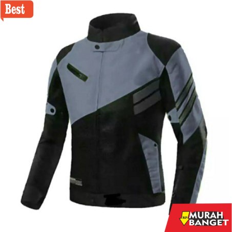 Jaket import terbaru- Jaket pria Jaket Motor Touring/Racing Kedap Angin Taslan Double Strip (Waterpr