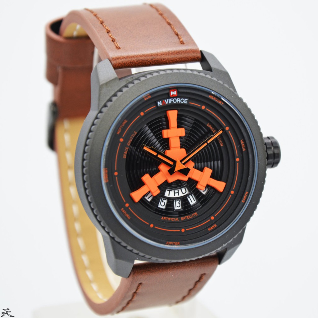 Naviforce Tali Kulit Tanggal Hari - Jam Tangan Pria - 9156 - Original