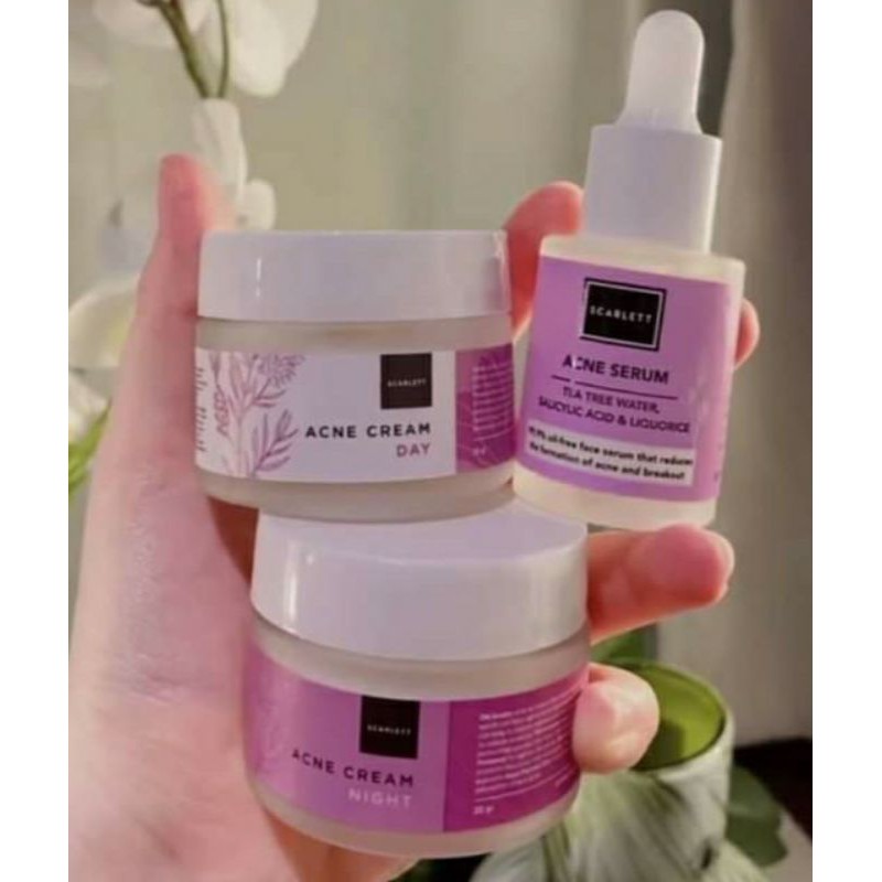 serum jerawat, scarlett acne serum, acne day cream, acne night cream