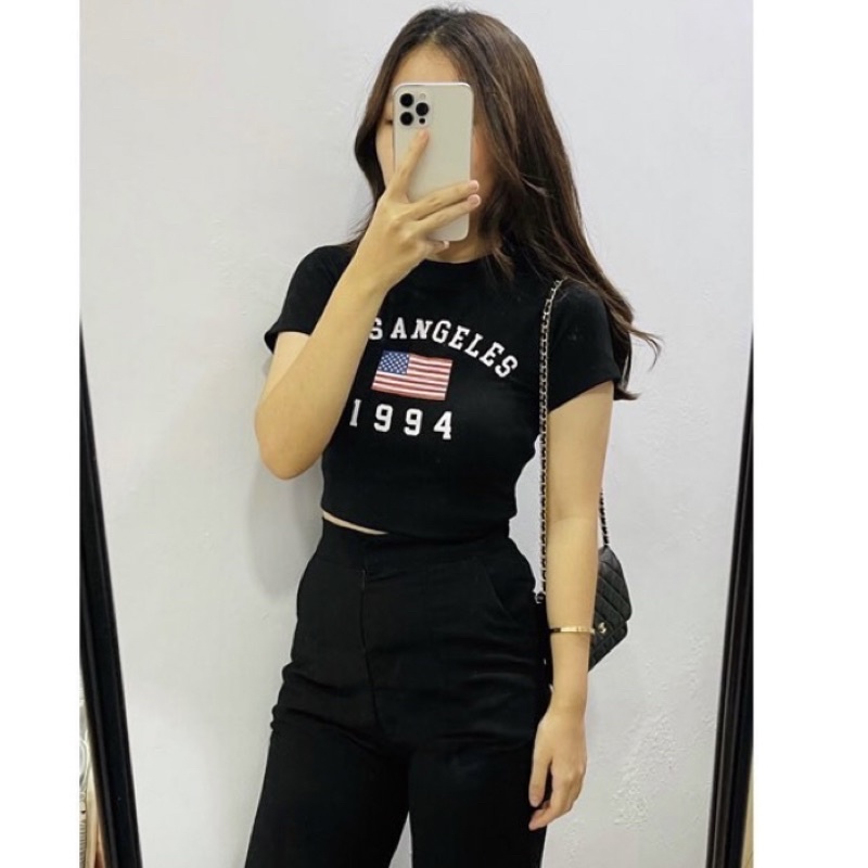 crop top Los angeles / basic crop top / crop top knitt korean