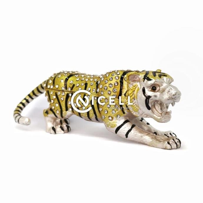 paling diminati] Pajangan Patung Harimau Macan Bengala Bahan Logam Kotak Perhiasan Gold