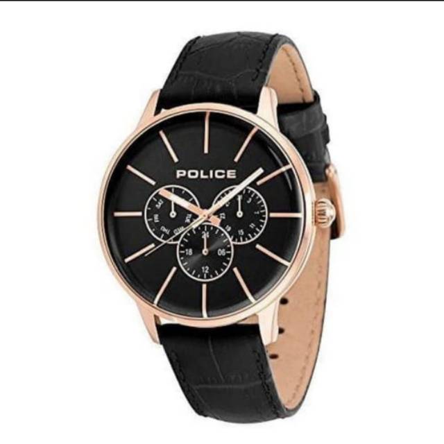 Jam Tangan Pria Police PL.14999js.02 Black Gold Original
