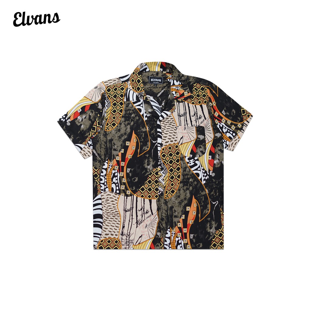 Kemeja Pantai Motif Abstrak Salur By Elvans Toucan