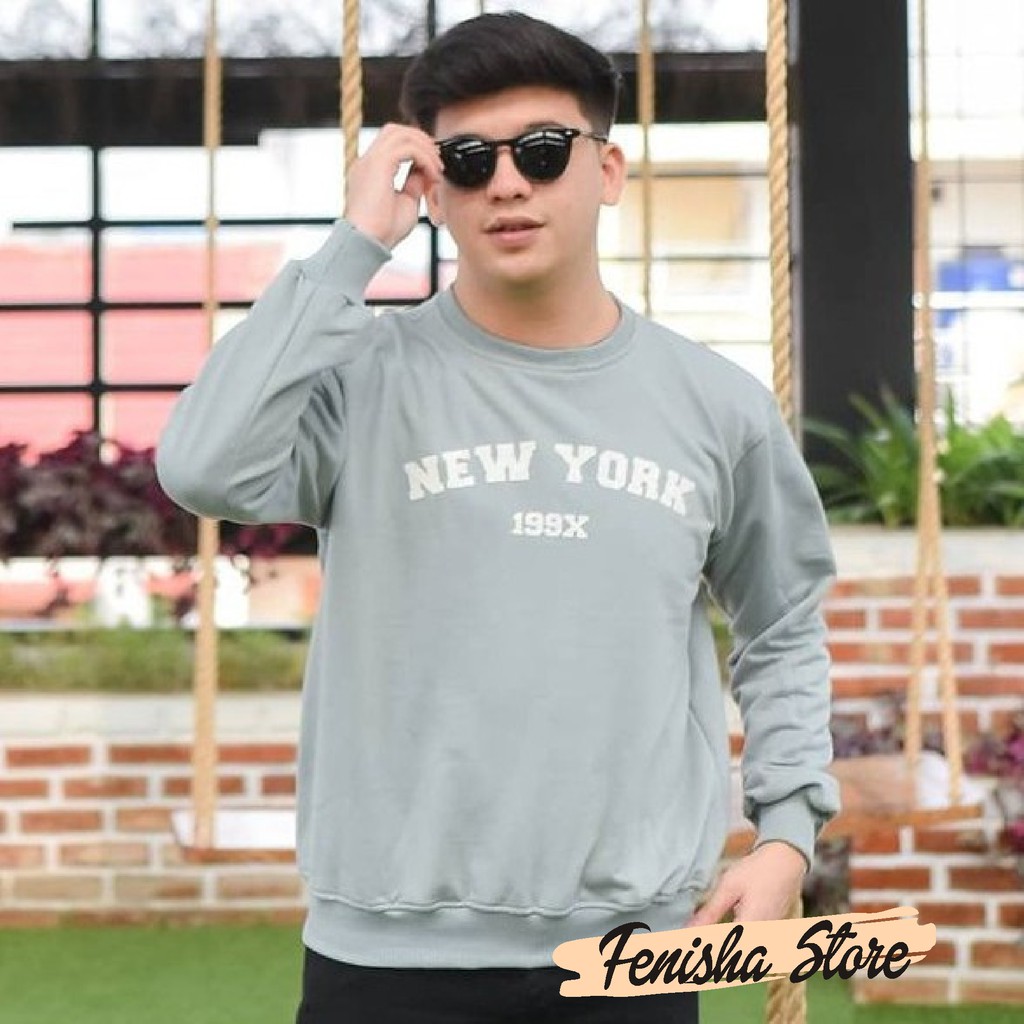 Sweater Basic New York 199X Unisex Size M L XL XXL Jumbo