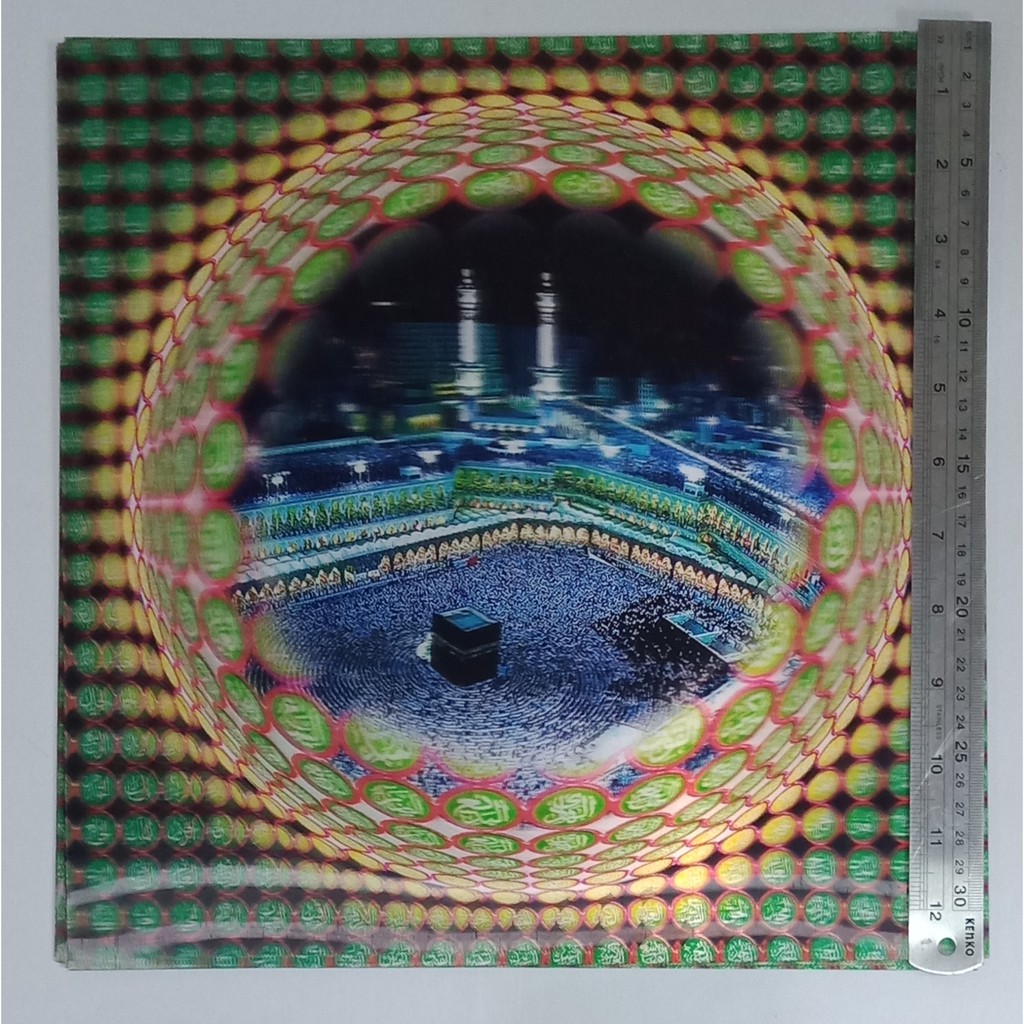 Hiasan Dinding Mekkah Bahan Plastik 5 Dimensi Ukuran 32x32 Cm