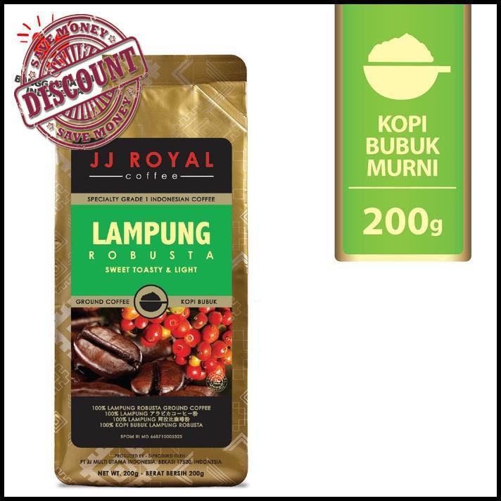 

Coffee/Kopi Jj Royal Lampung Robusta Ground Bag 200G Terlaris