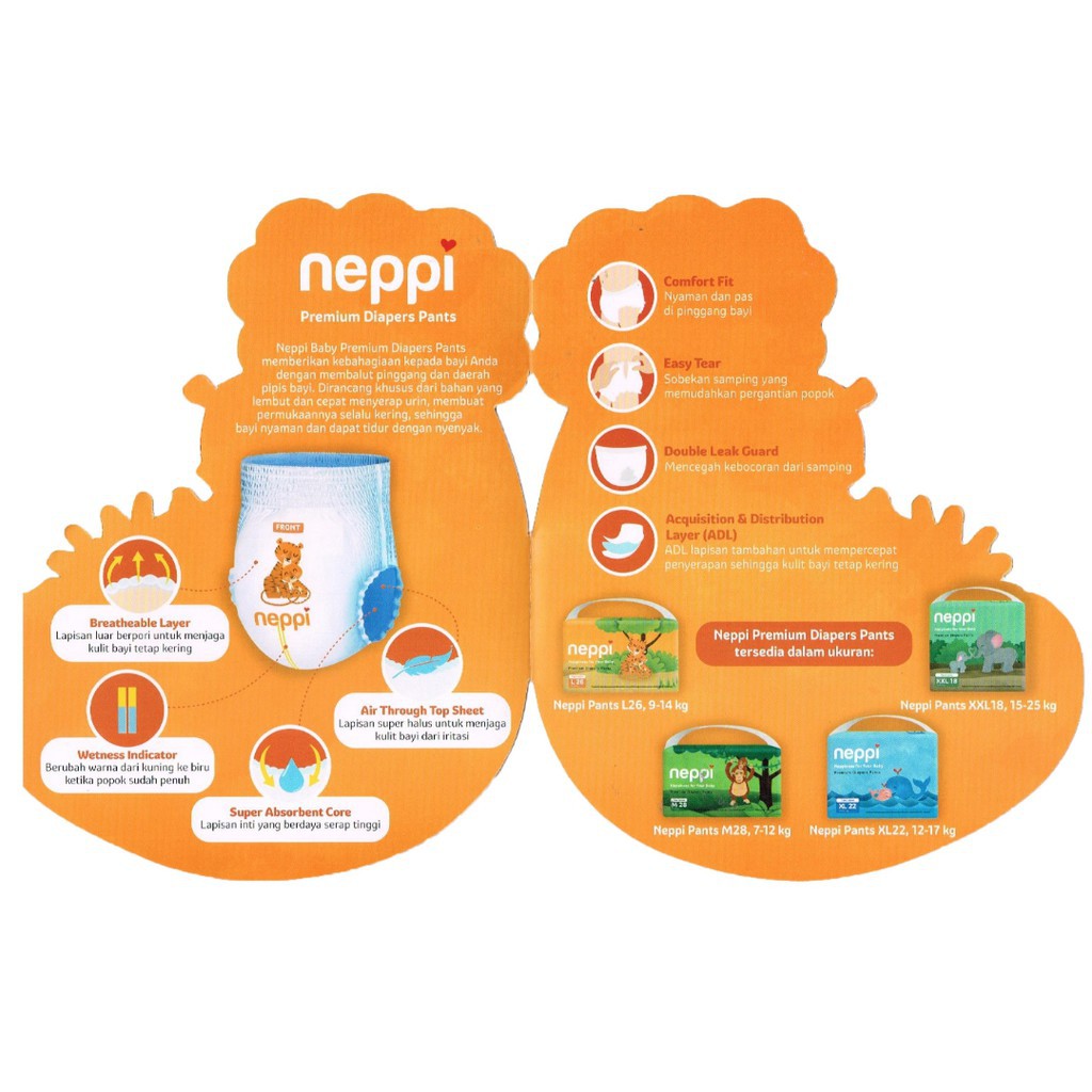 Neppi Baby Premium Diapers Pants - M28 / L26 / XL22 / XXL18