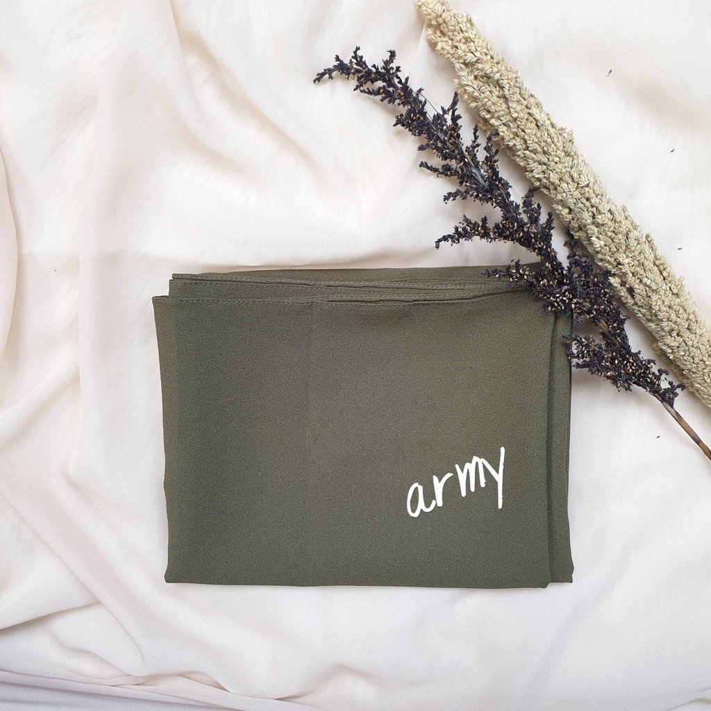 PROMO CUCI GUDANG Pashmina Diamond Stretch Italiano Ukuran 75x175 cm-Army