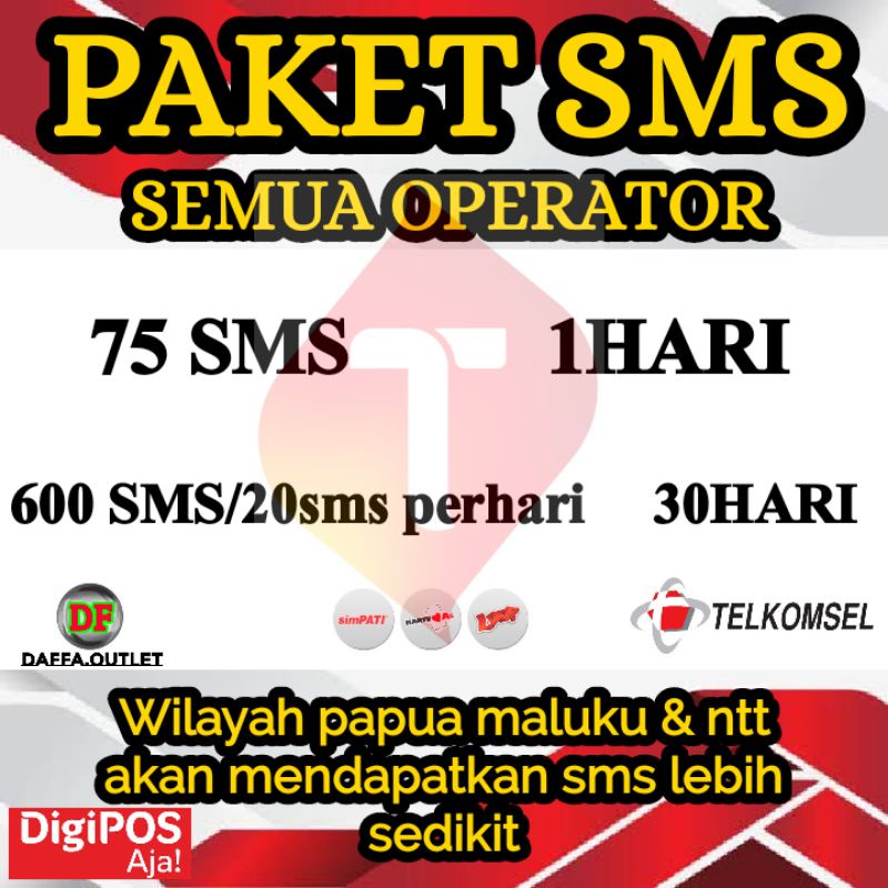 PAKET SMS TELKOMSEL SIMPATI AS LOOP  SEMUA OPERATOR 1HARI 30HARI