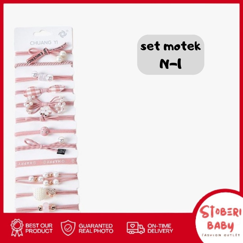 PUNCAK 3.3 stoberi baby - IKAT RAMBUT MOTEK Ikat Rambut Anak Korea 1 set Isi 12 Pcs NO BOX Bahan Karet Aksesoris Rambut Wanita Murah