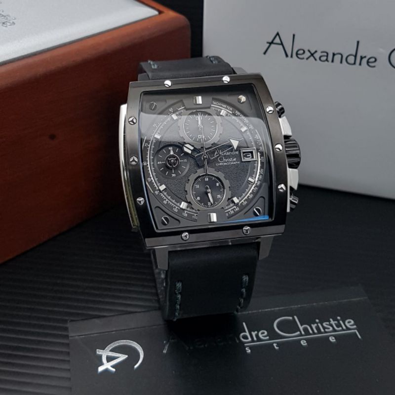 jam tangan alexandre christie 6376 pria - black silver