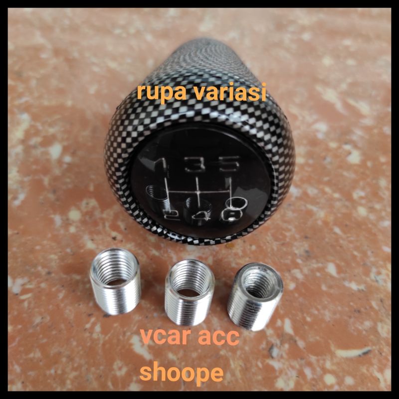 TUAS KNOB GEAR PERSNELING SHIFT KNOP MOBIL MANUAL UNIVERSAL MOTIF CARBON DAN KAYU WOOD