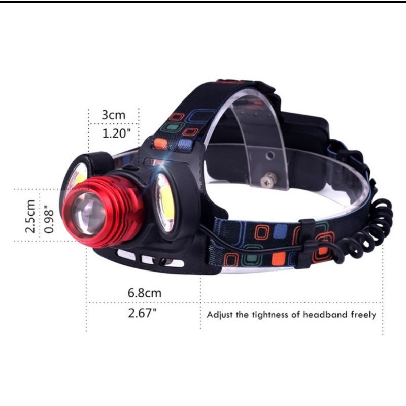 SENTER KEPALA LED 4 MODE HEAD LAMP ROTARY ZOOM T6 RECHARGEABLE 860A