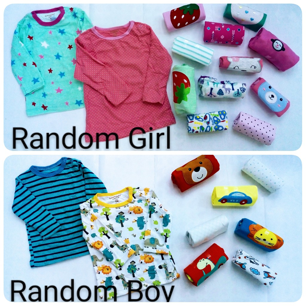 Kizzie Kids Baju Atasan Tangan Panjang Kancing Pundak/Baju Bayi ( 1PCS )